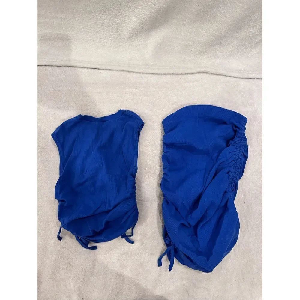 Two piece set top and skirt blue women’s size S